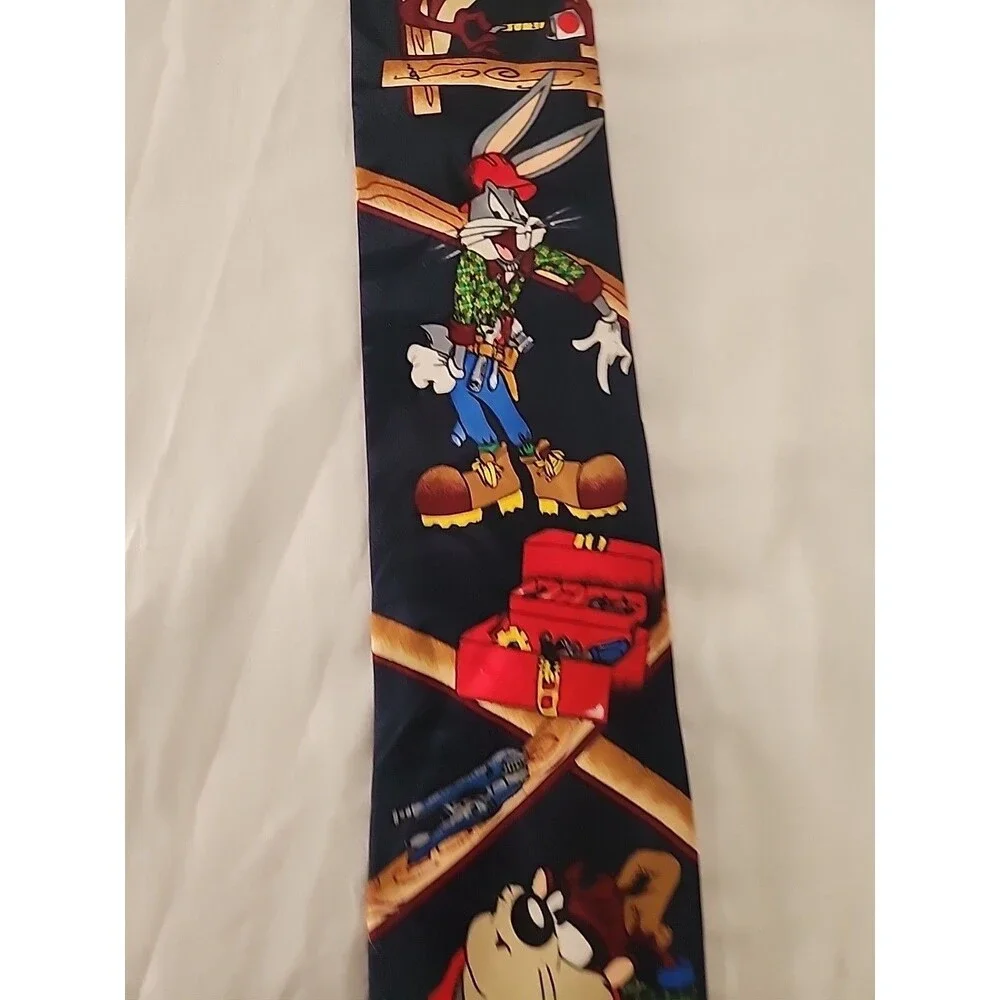 Vintage 90’s Looney Tunes Mania Carpenter Taz, Bugs Bunny & Wiley Coyote NeckTie